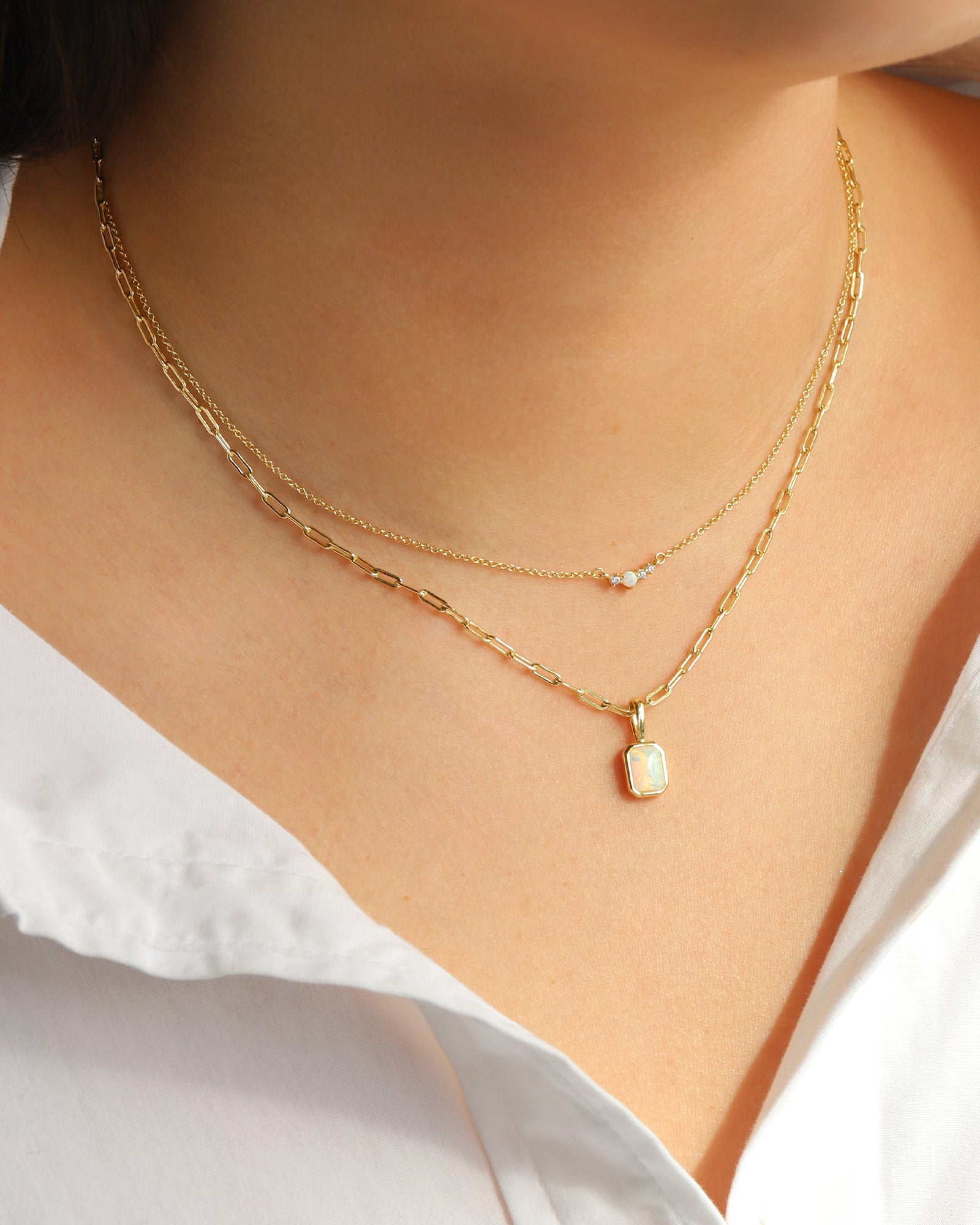 Quiet Icon-Emerald Cut Birthstone Paperclip Necklace-Necklaces-Blue Ruby Jewellery-Vancouver Canada