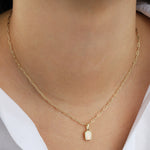 Quiet Icon-Emerald Cut Birthstone Paperclip Necklace-Necklaces-Blue Ruby Jewellery-Vancouver Canada