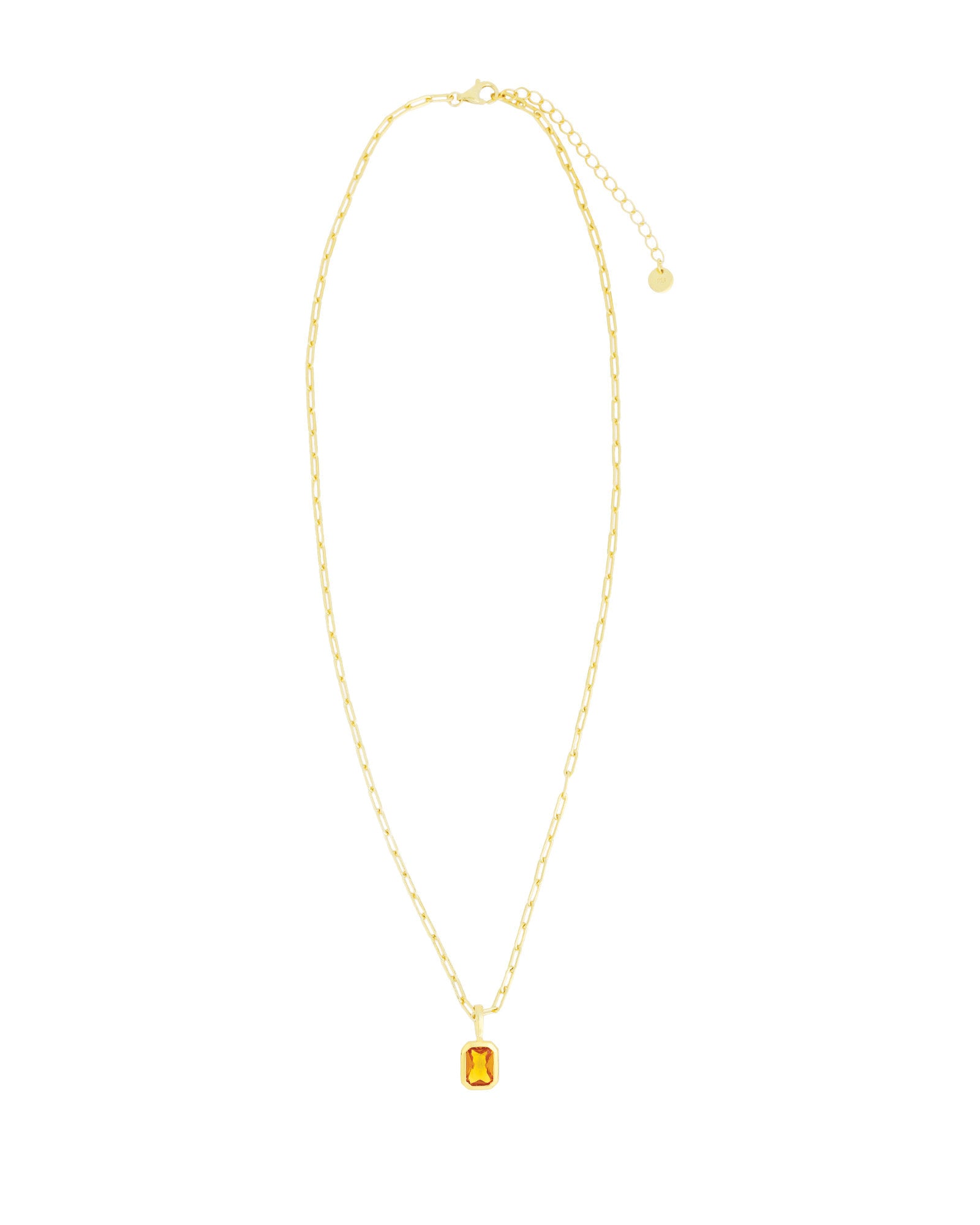 Quiet Icon-Emerald Cut Birthstone Paperclip Necklace-Necklaces-Blue Ruby Jewellery-Vancouver Canada