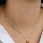 Quiet Icon-Emerald Cut Birthstone Paperclip Necklace-Necklaces-Blue Ruby Jewellery-Vancouver Canada