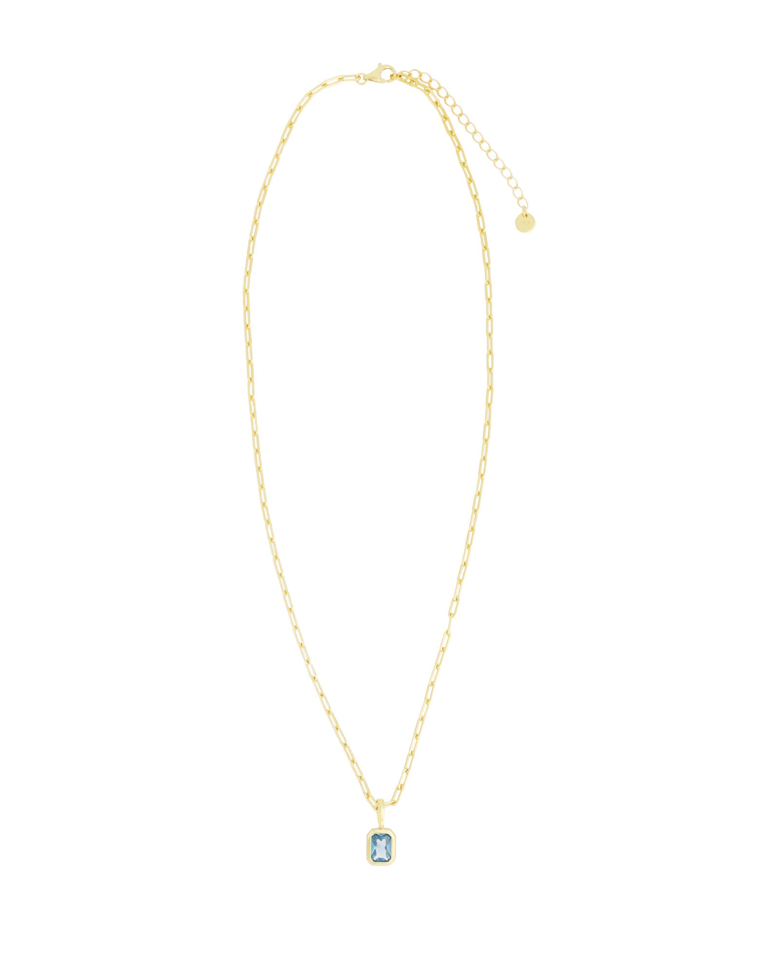 Quiet Icon-Emerald Cut Birthstone Paperclip Necklace-Necklaces-Blue Ruby Jewellery-Vancouver Canada