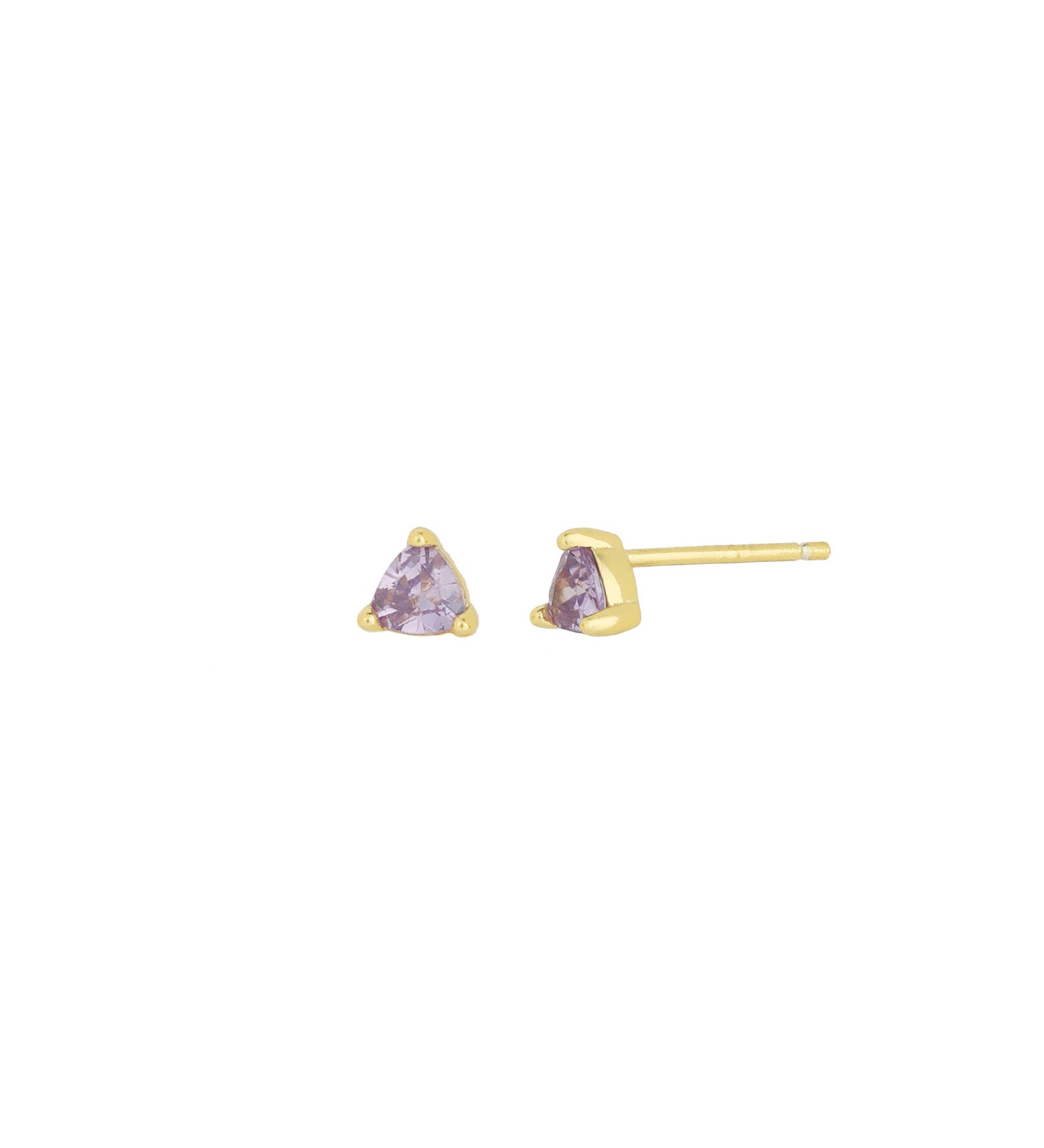 Quiet Icon-Birthstone Mix Shape CZ Stud-Earrings-14k Gold Vermeil, Amethyst - February-Blue Ruby Jewellery-Vancouver Canada