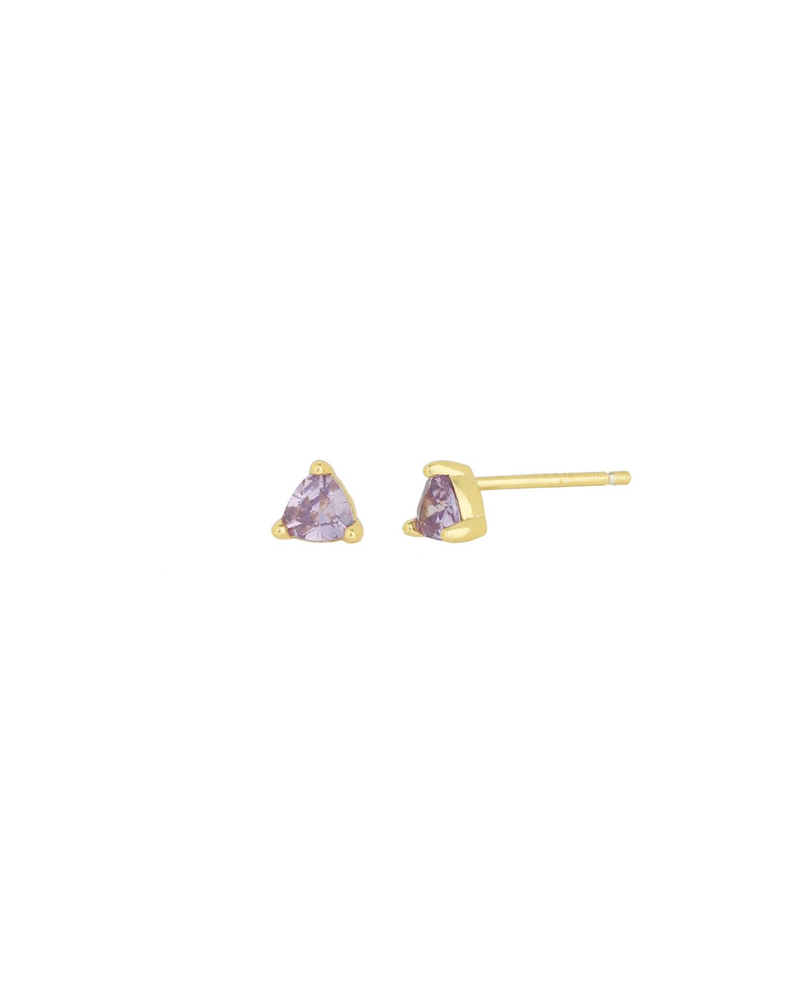 Quiet Icon-Birthstone Mix Shape CZ Stud-Earrings-14k Gold Vermeil, Amethyst - February-Blue Ruby Jewellery-Vancouver Canada