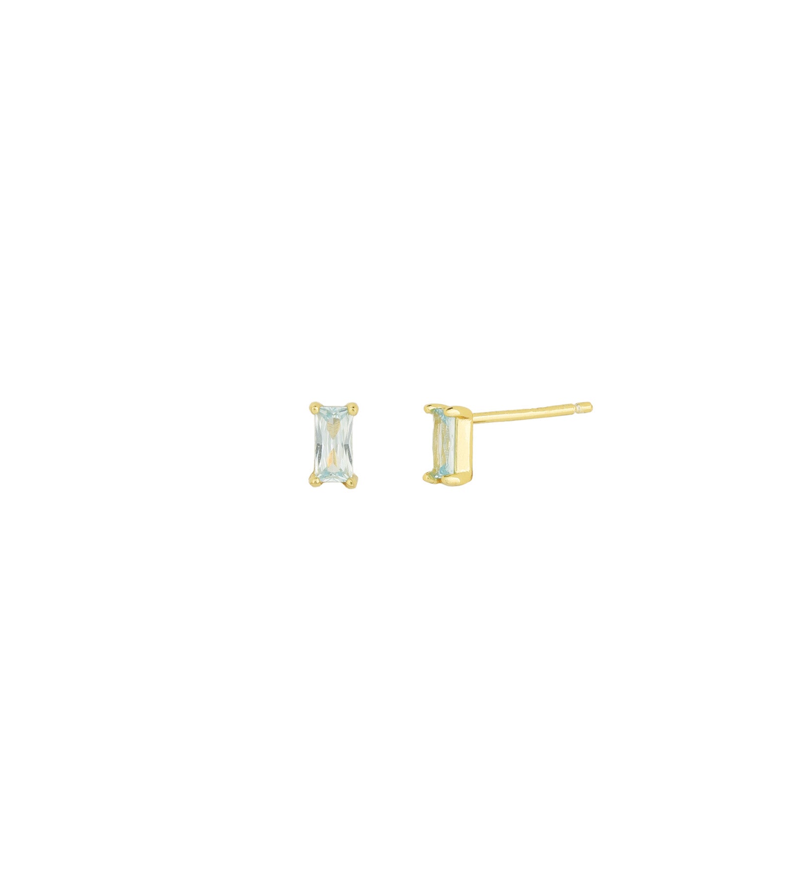 Quiet Icon-Birthstone Mix Shape CZ Stud-Earrings-14k Gold Vermeil, Aquamarine - March-Blue Ruby Jewellery-Vancouver Canada
