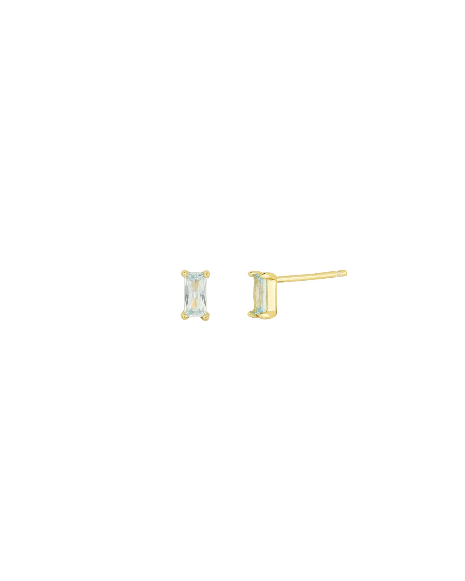 Quiet Icon-Birthstone Mix Shape CZ Stud-Earrings-14k Gold Vermeil, Aquamarine - March-Blue Ruby Jewellery-Vancouver Canada