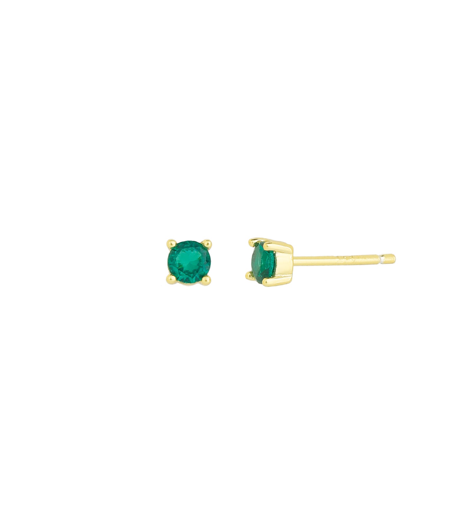 Quiet Icon-Birthstone Mix Shape CZ Stud-Earrings-14k Gold Vermeil, Emerald - May-Blue Ruby Jewellery-Vancouver Canada