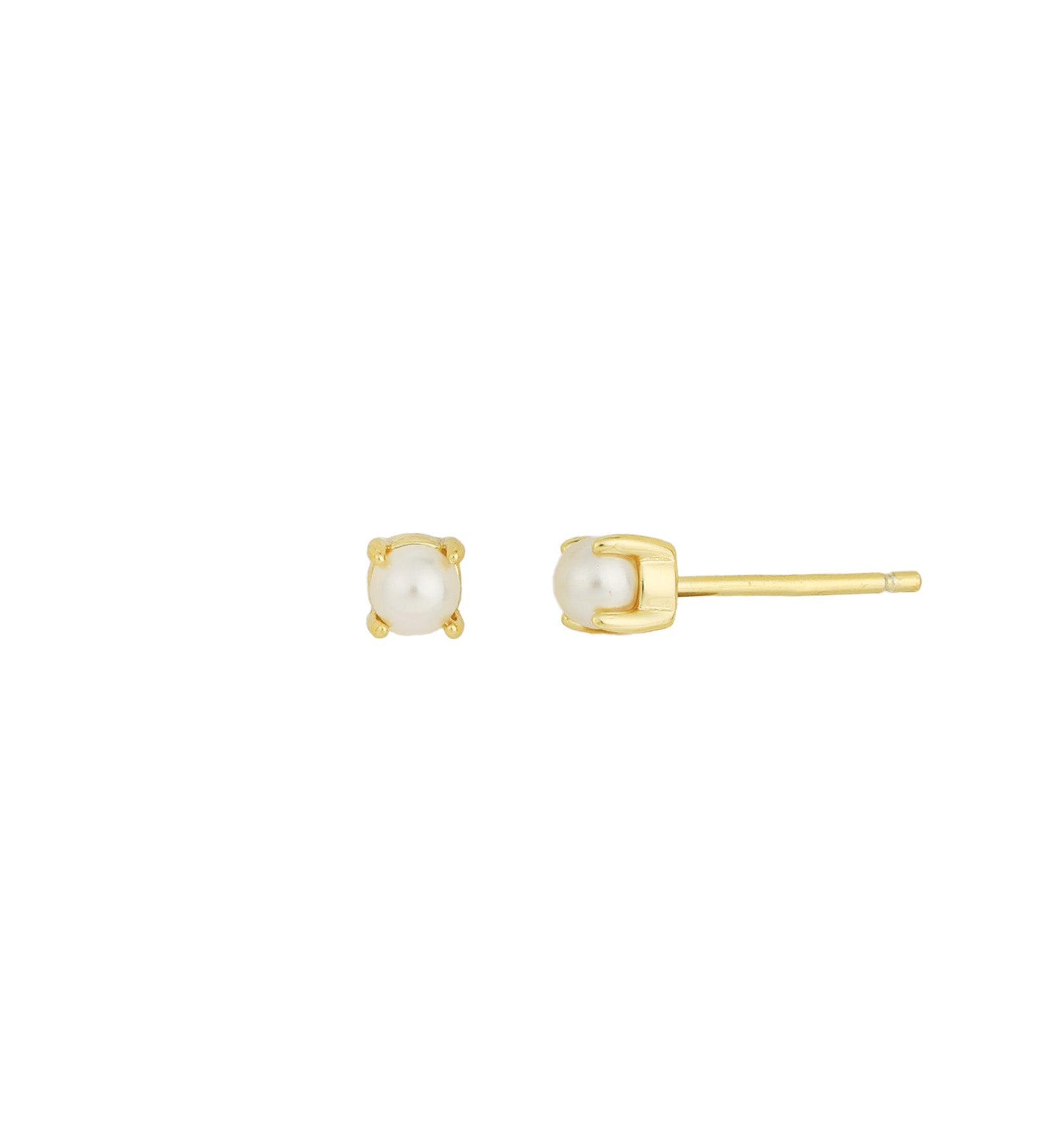 Quiet Icon-Birthstone Mix Shape Stud-Earrings-14k Gold Vermeil, White Pearl - June-Blue Ruby Jewellery-Vancouver Canada