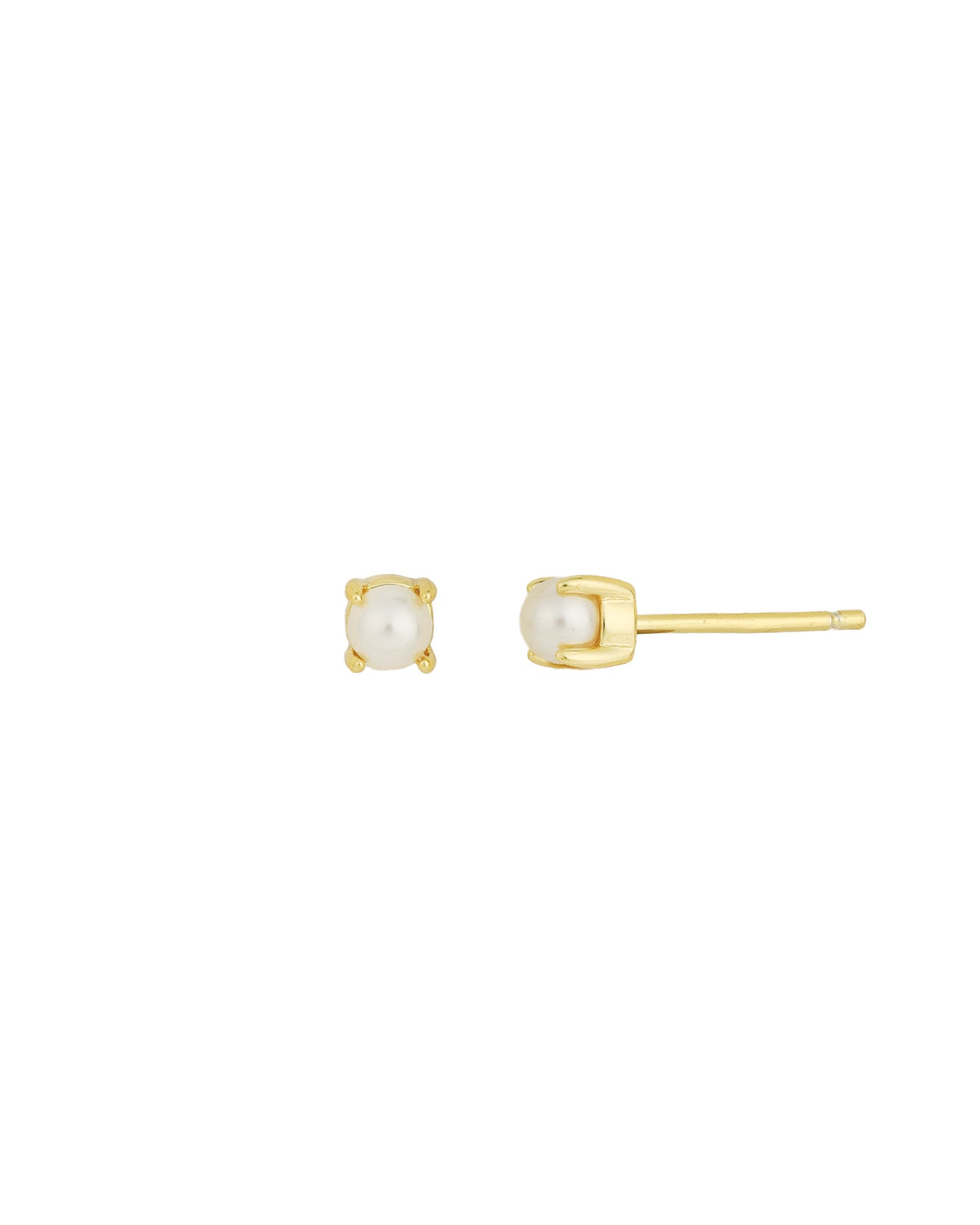 Quiet Icon-Birthstone Mix Shape Stud-Earrings-14k Gold Vermeil, White Pearl - June-Blue Ruby Jewellery-Vancouver Canada