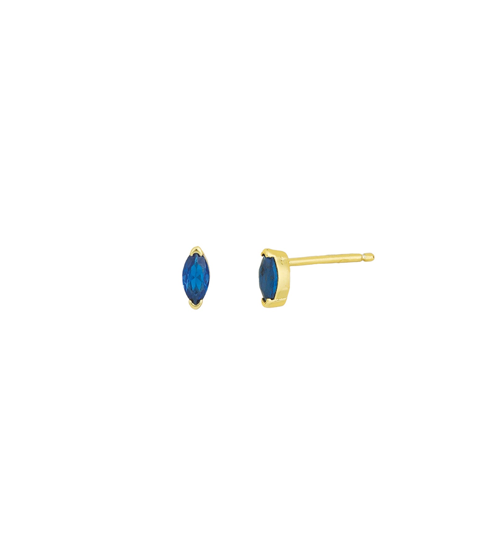 Quiet Icon-Birthstone Mix Shape CZ Stud-Earrings-14k Gold Vermeil, Sapphire - September-Blue Ruby Jewellery-Vancouver Canada