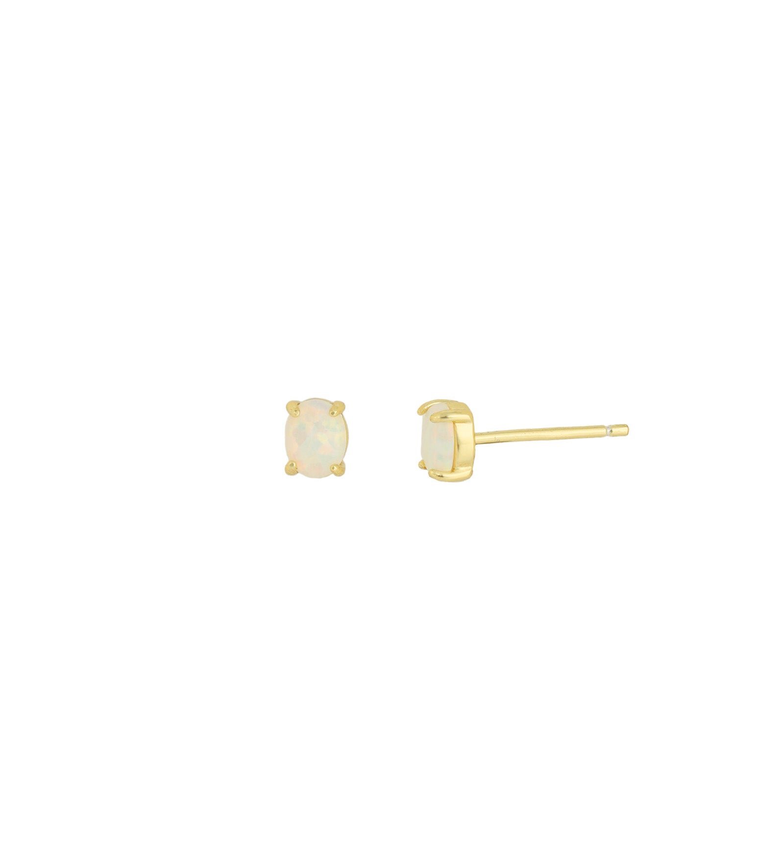 Quiet Icon-Birthstone Mix Shape CZ Stud-Earrings-14k Gold Vermeil, Opal - October-Blue Ruby Jewellery-Vancouver Canada
