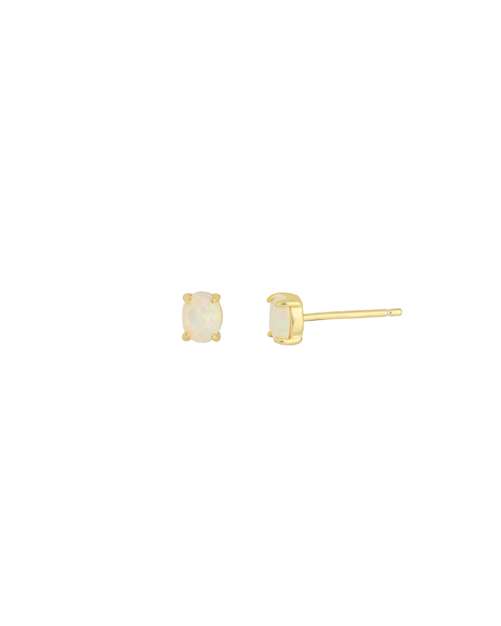 Quiet Icon-Birthstone Mix Shape CZ Stud-Earrings-14k Gold Vermeil, Opal - October-Blue Ruby Jewellery-Vancouver Canada