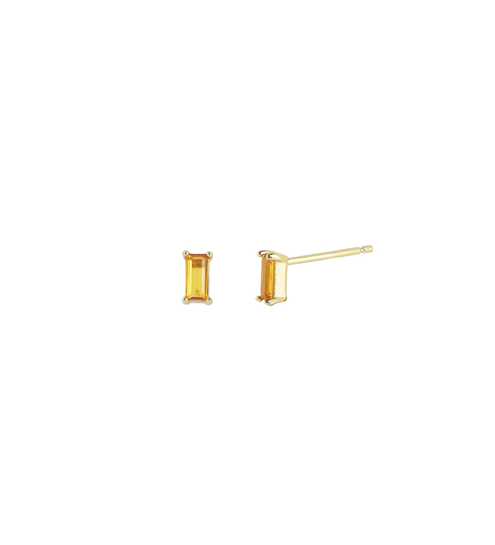 Quiet Icon-Birthstone Mix Shape CZ Stud-Earrings-14k Gold Vermeil, Citrine - November-Blue Ruby Jewellery-Vancouver Canada