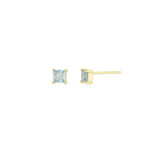 Quiet Icon-Birthstone Mix Shape CZ Stud-Earrings-14k Gold Vermeil, Turquoise - December-Blue Ruby Jewellery-Vancouver Canada