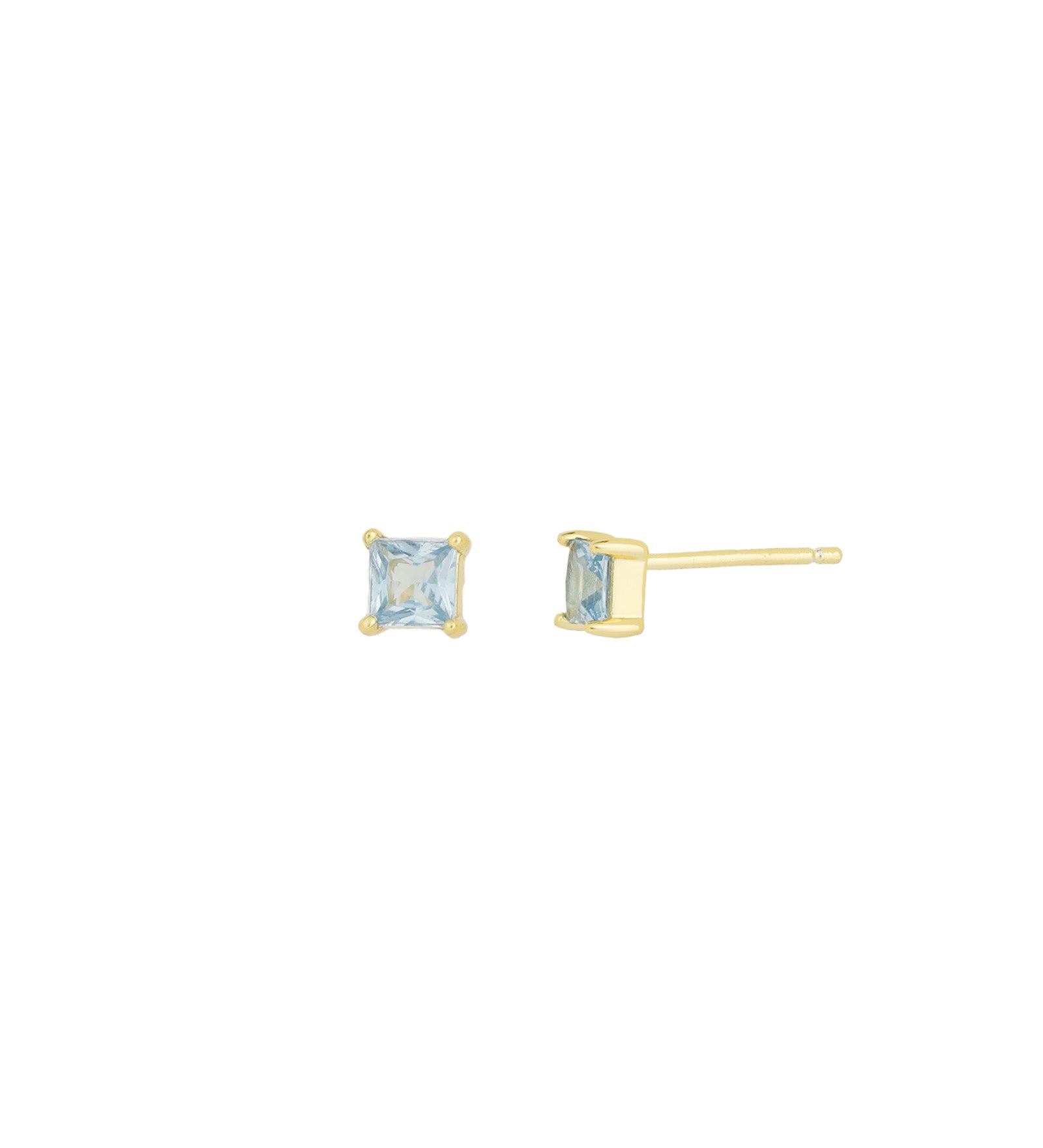 Quiet Icon-Birthstone Mix Shape CZ Stud-Earrings-14k Gold Vermeil, Turquoise - December-Blue Ruby Jewellery-Vancouver Canada