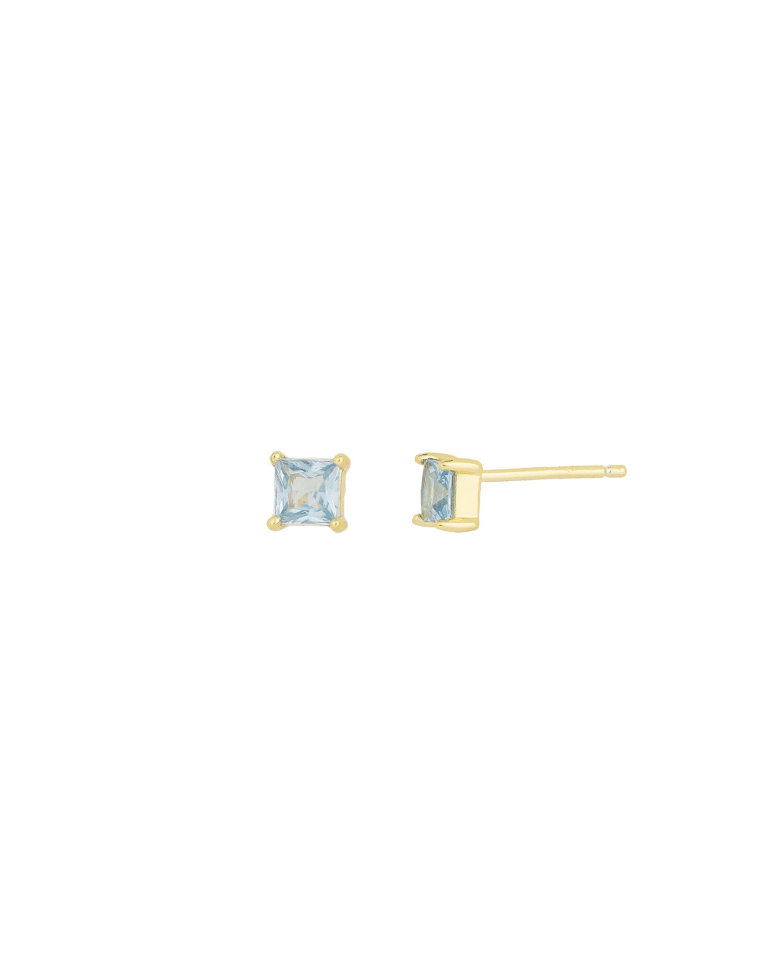 Quiet Icon-Birthstone Mix Shape CZ Stud-Earrings-14k Gold Vermeil, Turquoise - December-Blue Ruby Jewellery-Vancouver Canada