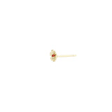 Birthstone Flower CZ Stud 14k Gold Vermeil, Garnet - January