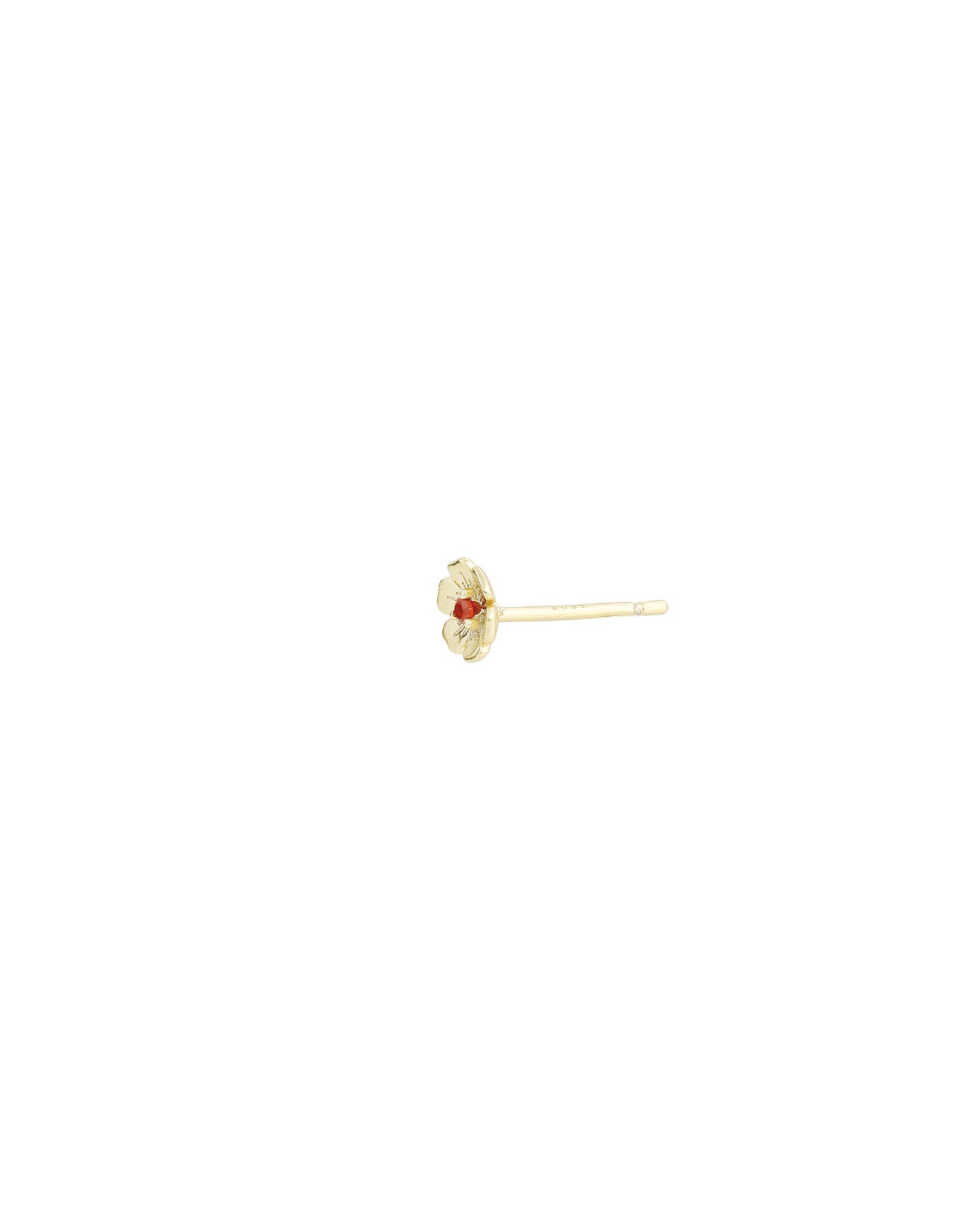 Birthstone Flower CZ Stud 14k Gold Vermeil, Garnet - January