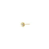 Birthstone Flower CZ Stud 14k Gold Vermeil, Amethyst - February