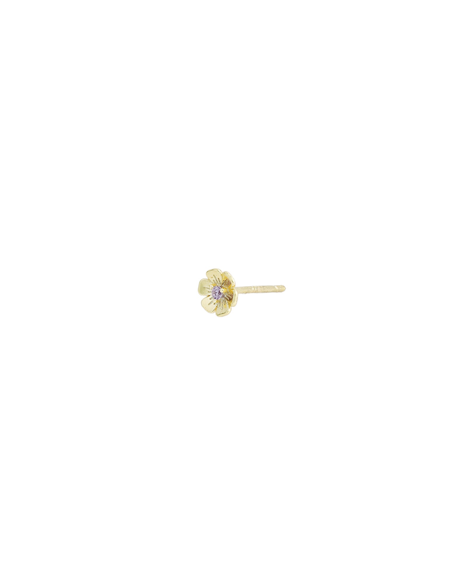 Birthstone Flower CZ Stud 14k Gold Vermeil, Amethyst - February
