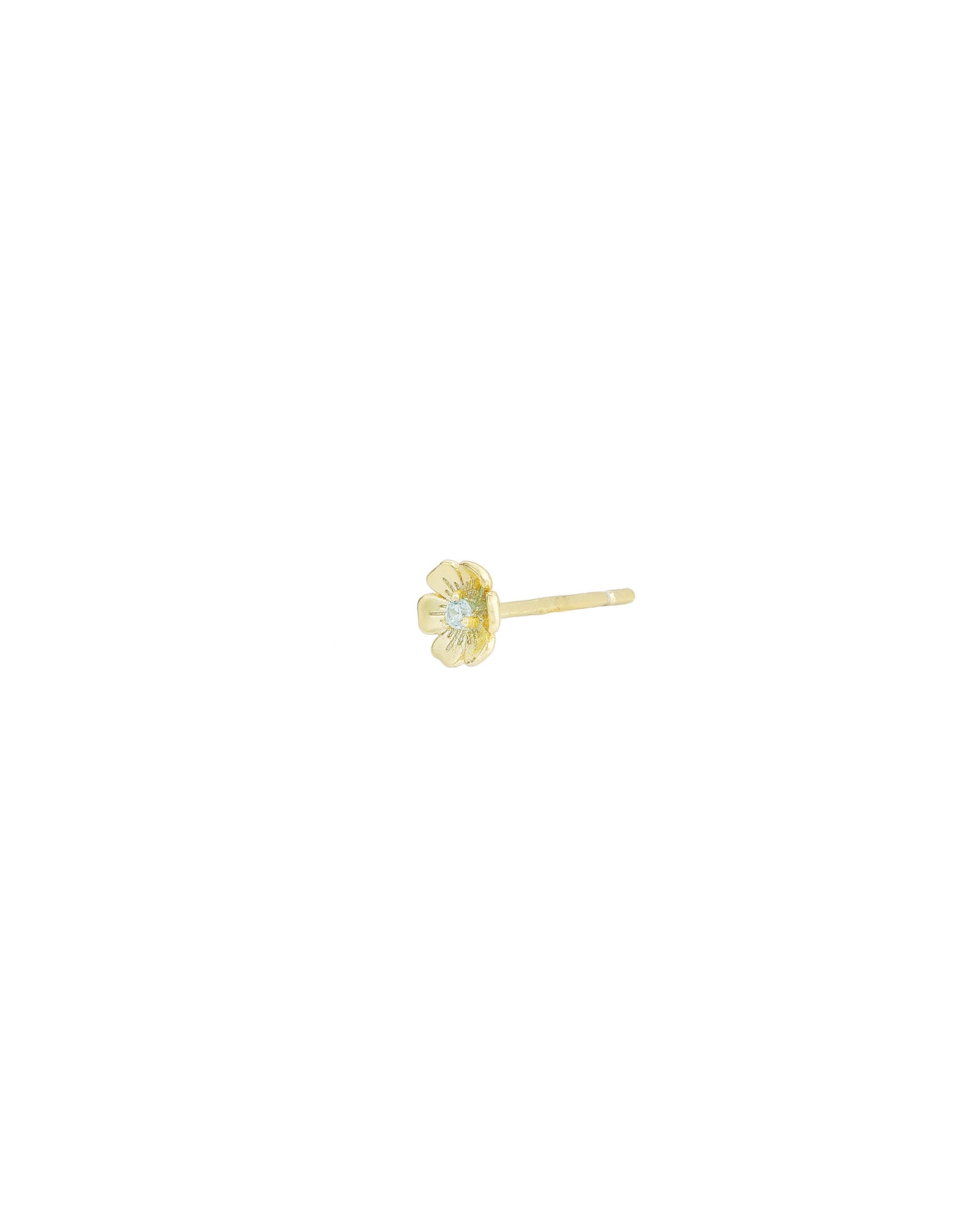 Birthstone Flower CZ Stud 14k Gold Vermeil, Aquamarine - March