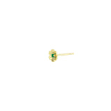 Birthstone Flower CZ Stud 14k Gold Vermeil, Emerald - May