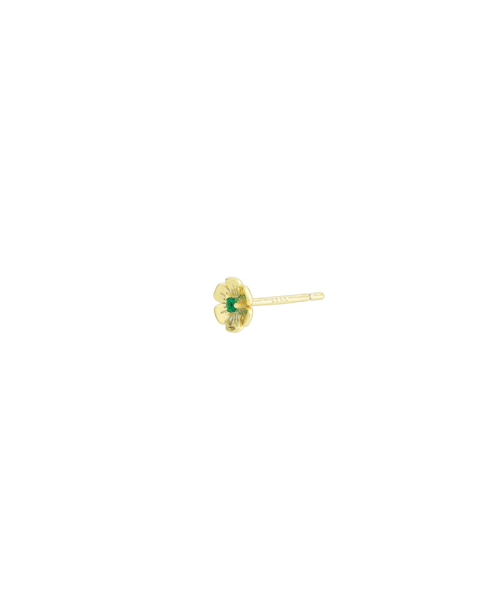 Birthstone Flower CZ Stud 14k Gold Vermeil, Emerald - May