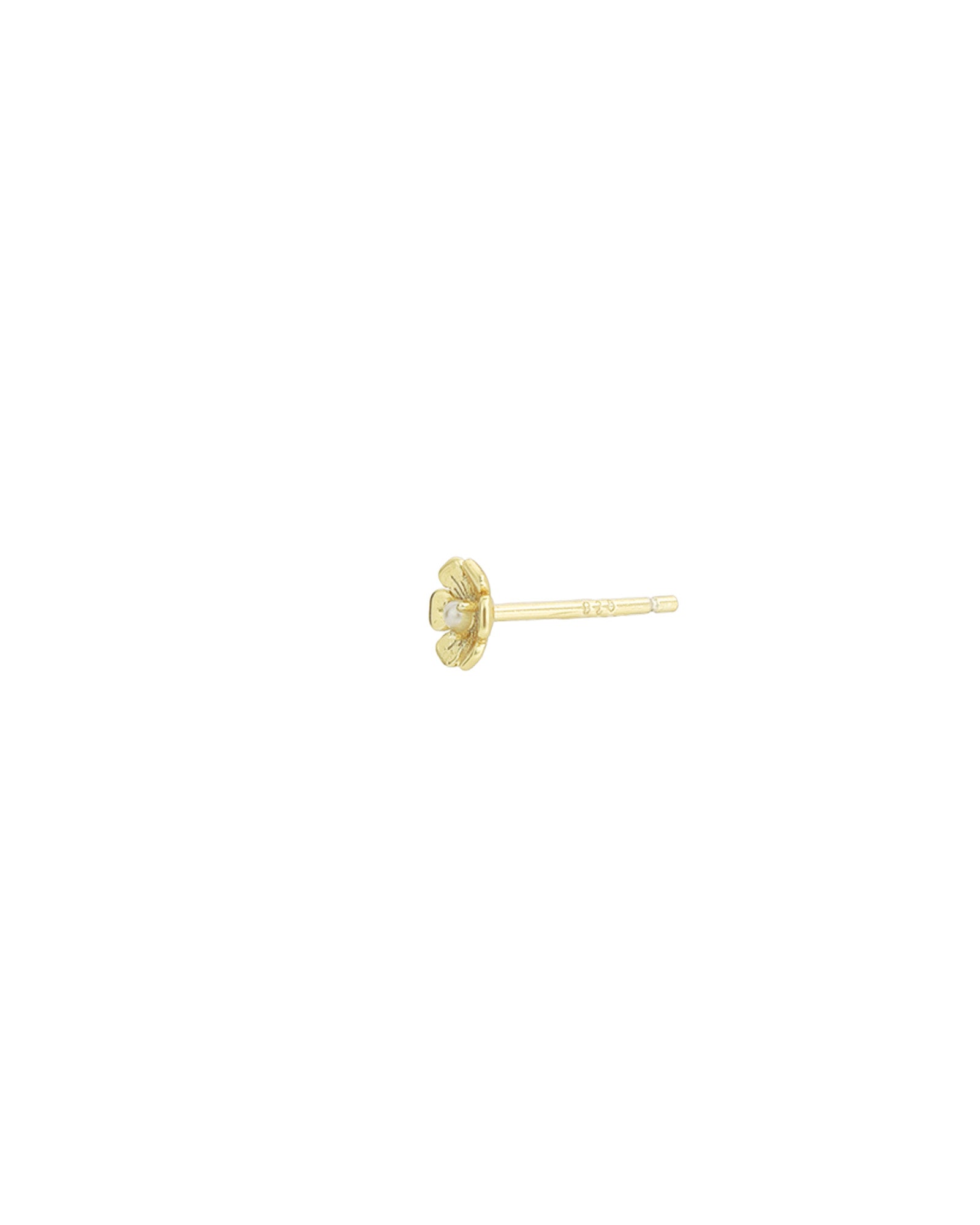 Birthstone Flower CZ Stud 14k Gold Vermeil, White Pearl - June