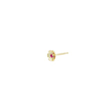 Birthstone Flower CZ Stud 14k Gold Vermeil, Ruby - July