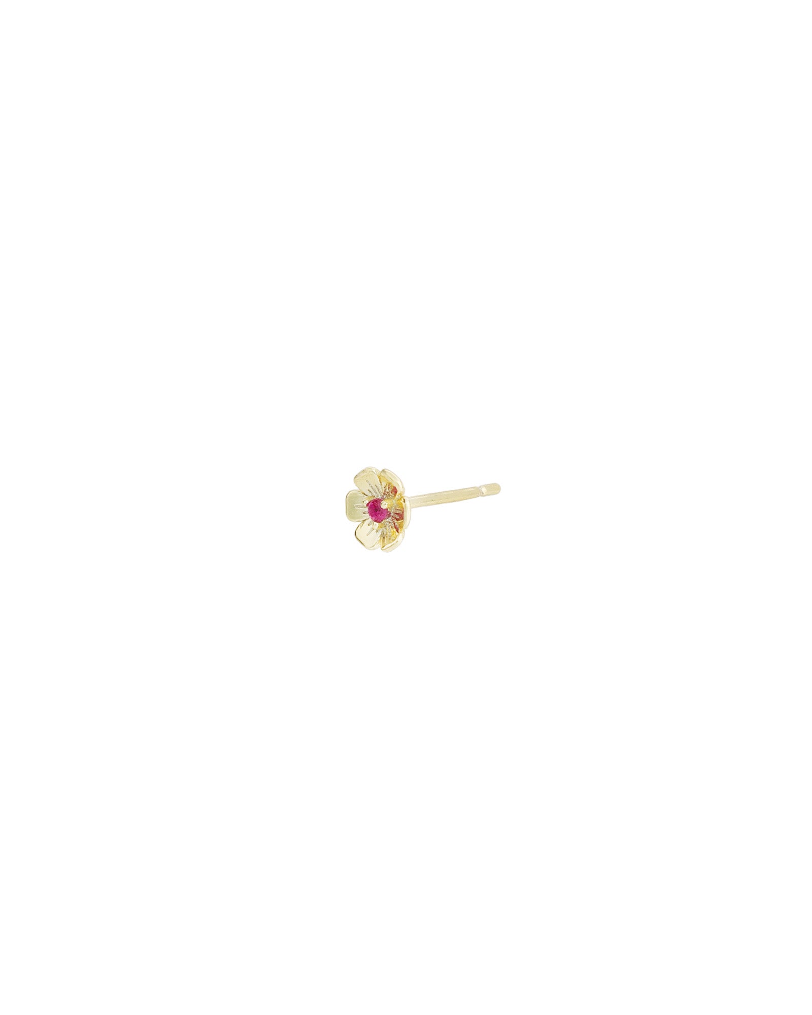 Birthstone Flower CZ Stud 14k Gold Vermeil, Ruby - July
