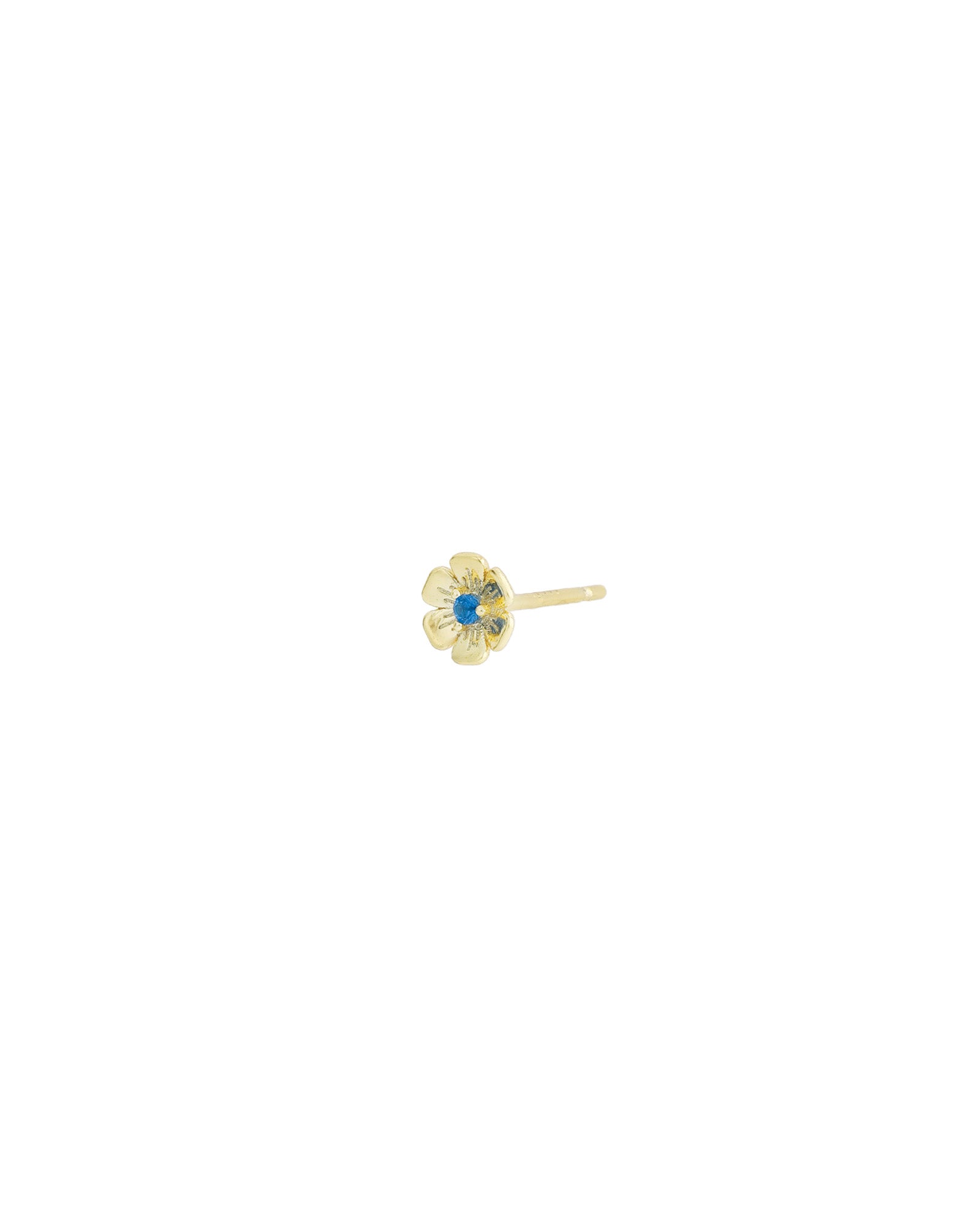 Birthstone Flower CZ Stud 14k Gold Vermeil, Sapphire - September