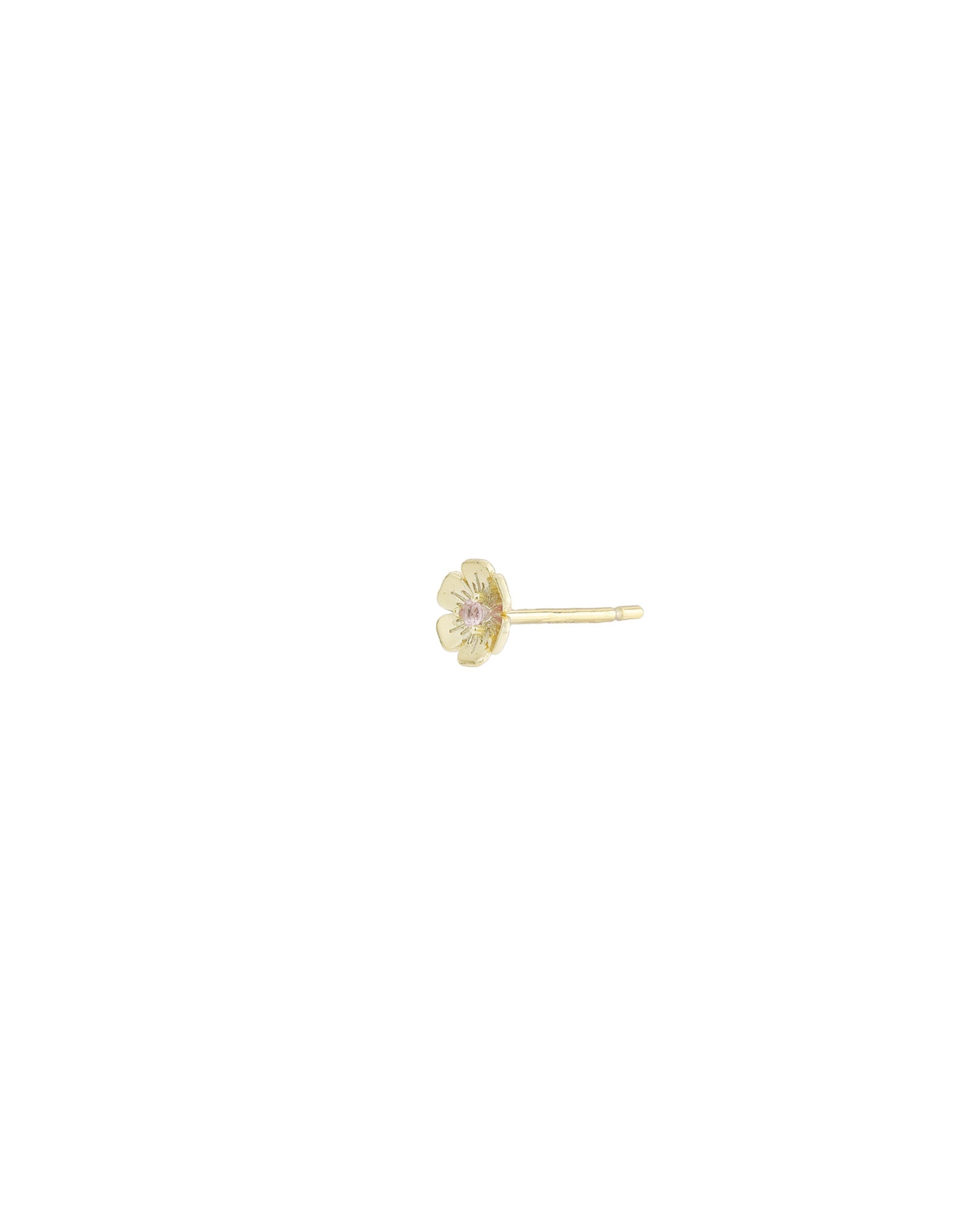 Birthstone Flower CZ Stud 14k Gold Vermeil, Pink Tourmaline - October