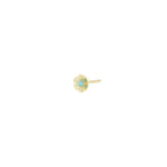 Birthstone Flower CZ Stud 14k Gold Vermeil, Turquoise - December