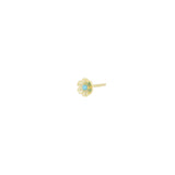 Birthstone Flower CZ Stud 14k Gold Vermeil, Turquoise - December
