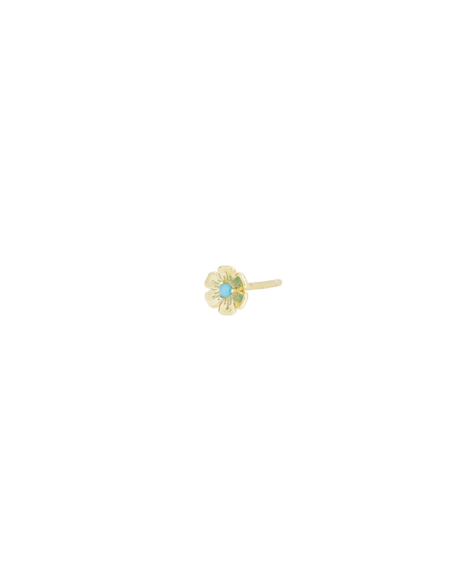 Birthstone Flower CZ Stud 14k Gold Vermeil, Turquoise - December