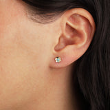 Birthstone Flower CZ Stud