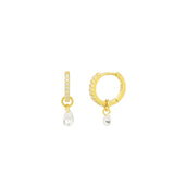 Quiet Icon-Pavé Float Teardrop CZ Drop Huggies-Earrings-Blue Ruby Jewellery-Vancouver Canada