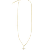 Quiet Icon-Cross Pearl CZ Necklace-Necklaces-14k Gold Vermeil, Cubic Zirconia, White Pearl-Blue Ruby Jewellery-Vancouver Canada
