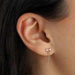 Goldhive-Bow Chain CZ Stud-Earrings-Blue Ruby Jewellery-Vancouver Canada