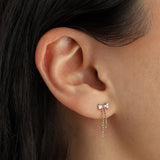 Goldhive-Bow Chain CZ Stud-Earrings-Blue Ruby Jewellery-Vancouver Canada