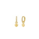 Pavé Drop Heart Huggie 14k Gold Vermeil, Cubic Zirconia