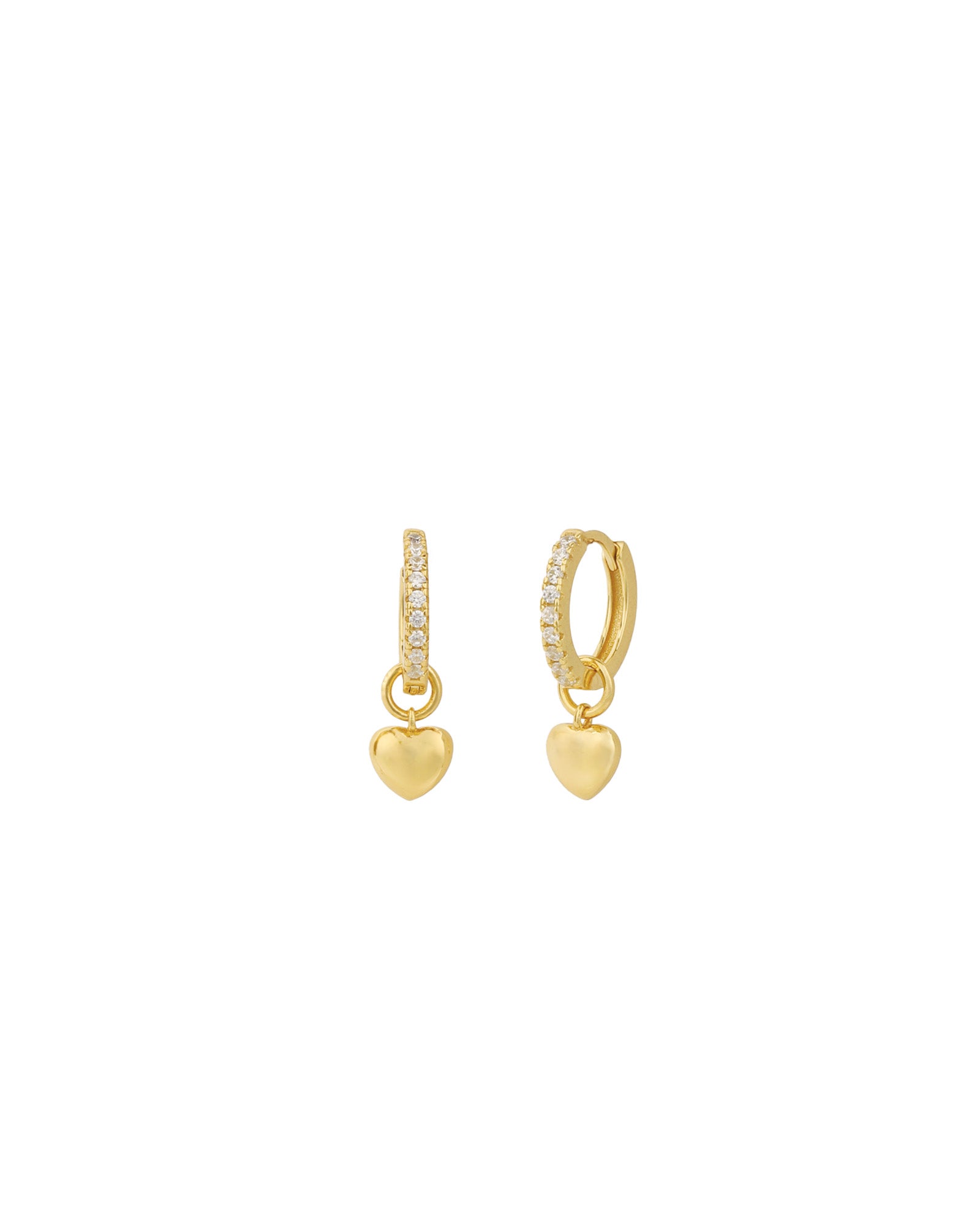 Pavé Drop Heart Huggie 14k Gold Vermeil, Cubic Zirconia