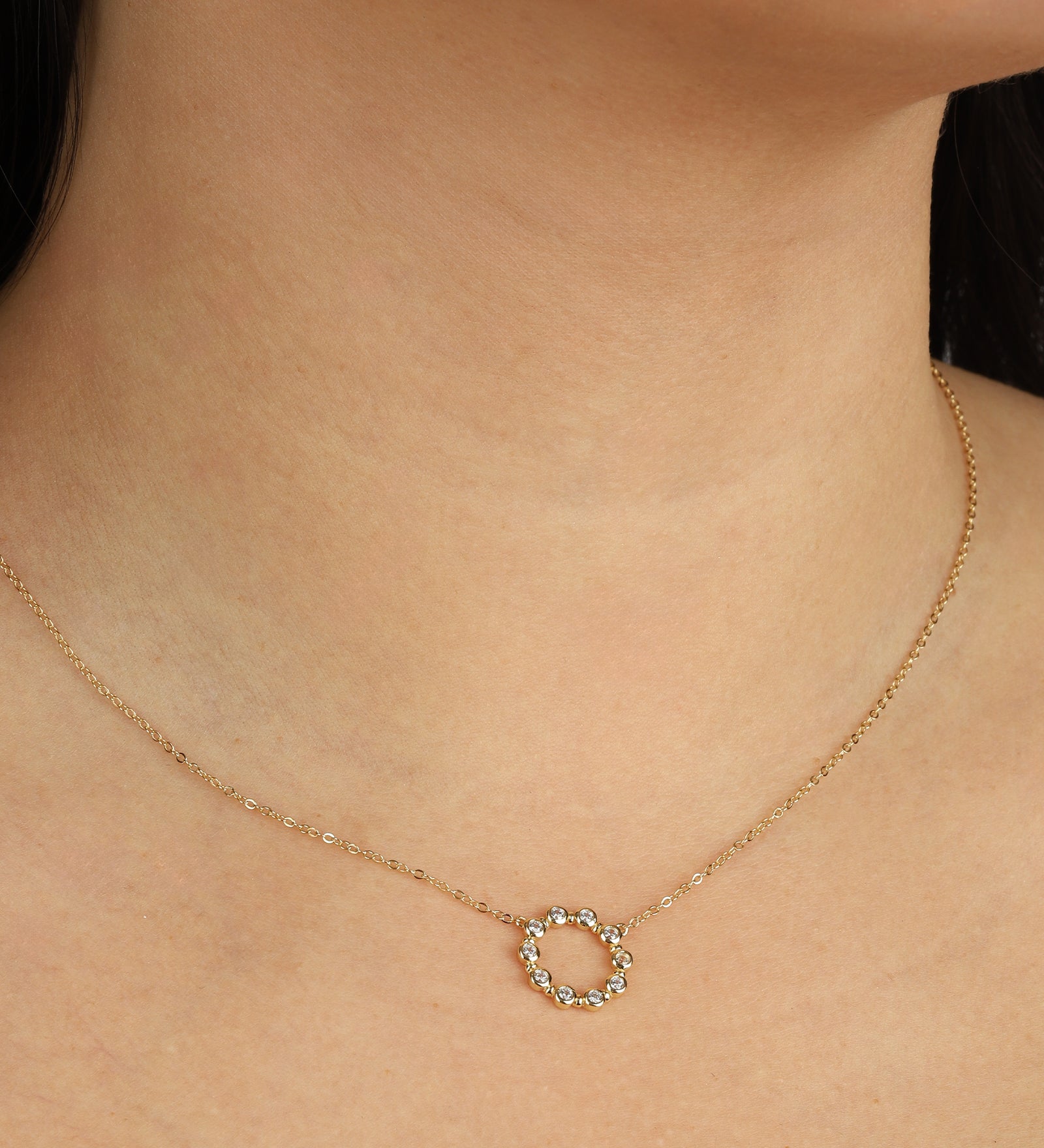 Quiet Icon-Open Circle CZ Necklace-Necklaces-Blue Ruby Jewellery-Vancouver Canada