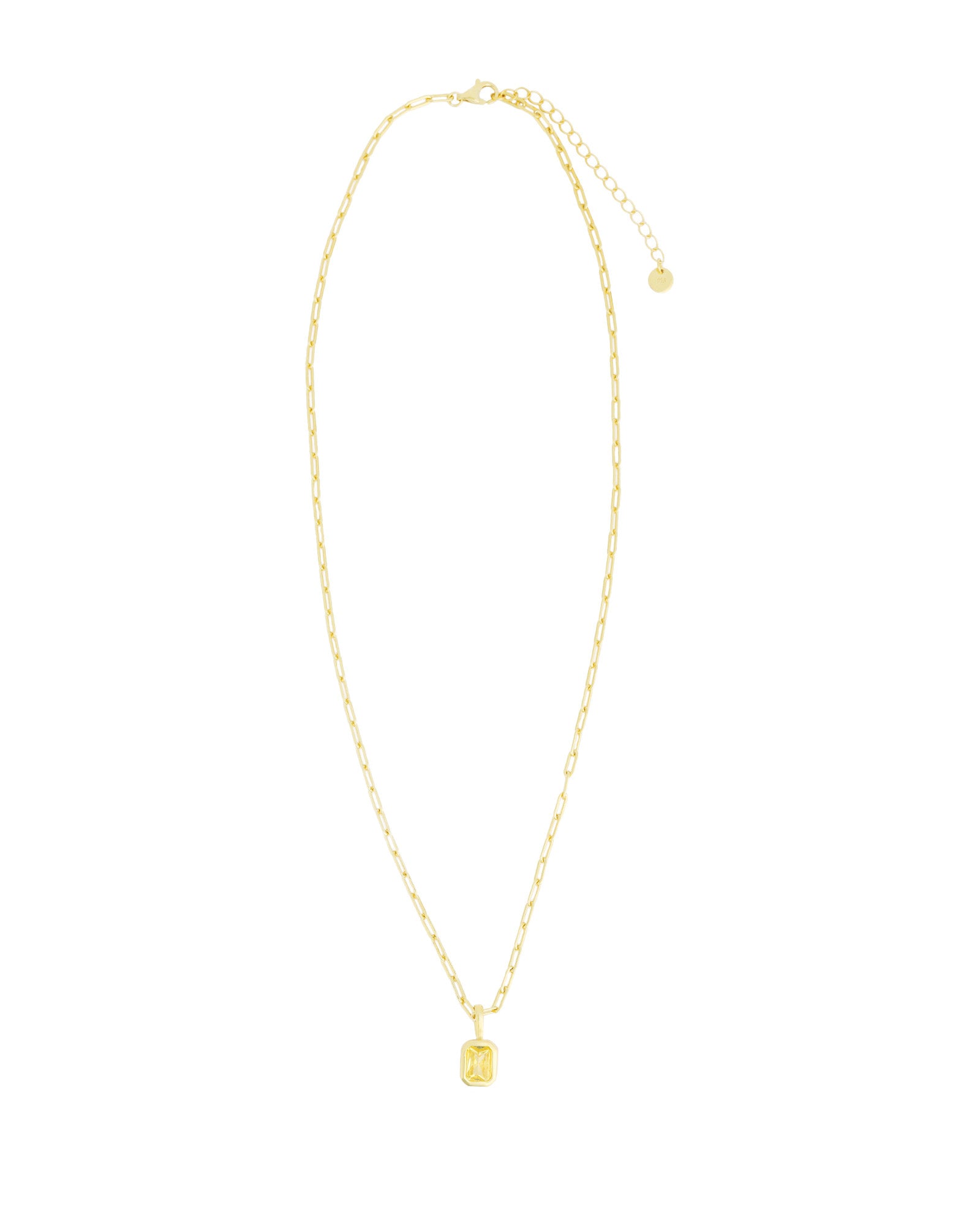 Quiet Icon-Emerald Cut Birthstone Paperclip Necklace-Necklaces-Blue Ruby Jewellery-Vancouver Canada