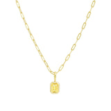 Quiet Icon-Emerald Cut Birthstone Paperclip Necklace-Necklaces-14k Gold Vermeil, Peridot - August-Blue Ruby Jewellery-Vancouver Canada