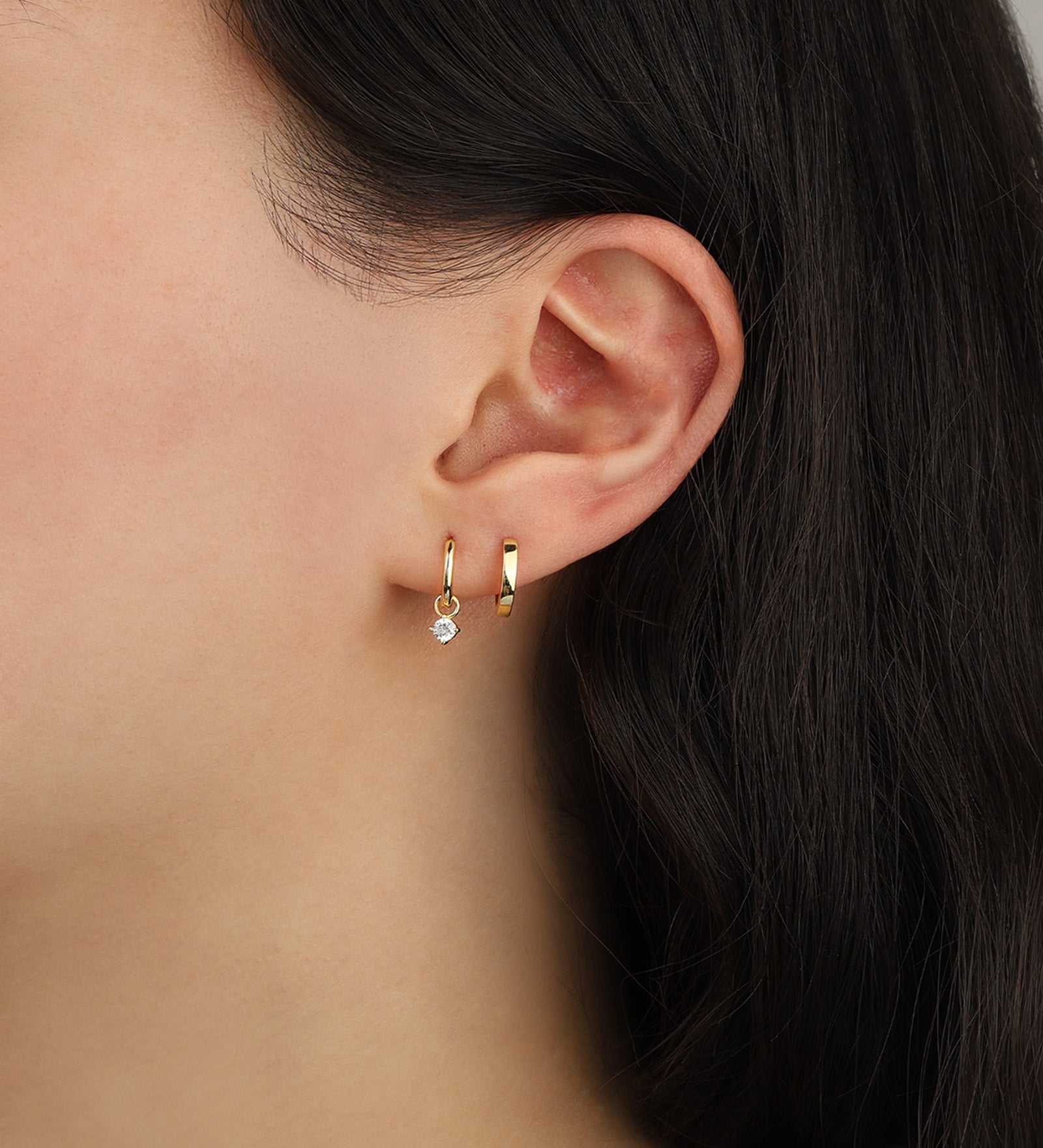 Quiet Icon-CZ Drop Huggies | 10mm-Earrings-Blue Ruby Jewellery-Vancouver Canada
