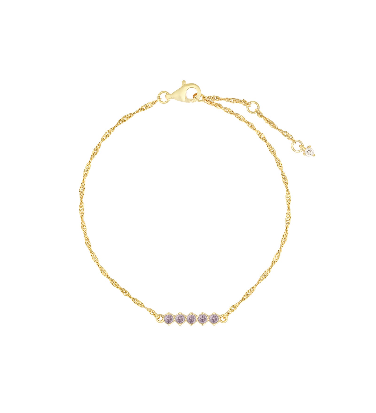 Quiet Icon-Twist Chain CZ Bracelet-Bracelets-14k Gold Vermeil, Cubic Zirconia-Blue Ruby Jewellery-Vancouver Canada