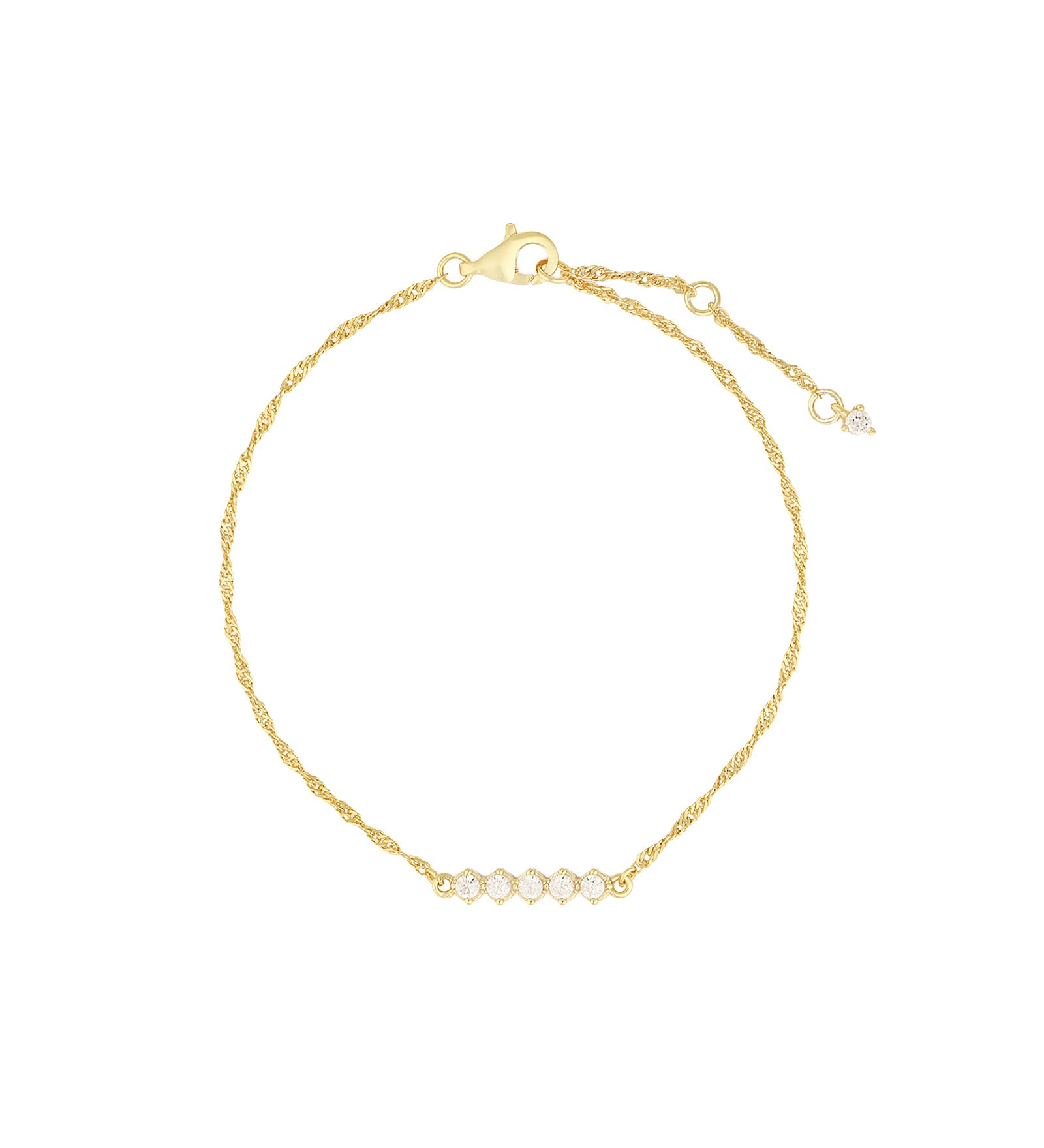 Quiet Icon-Twist Chain CZ Bracelet-Bracelets-14k Gold Vermeil, Cubic Zirconia-Blue Ruby Jewellery-Vancouver Canada