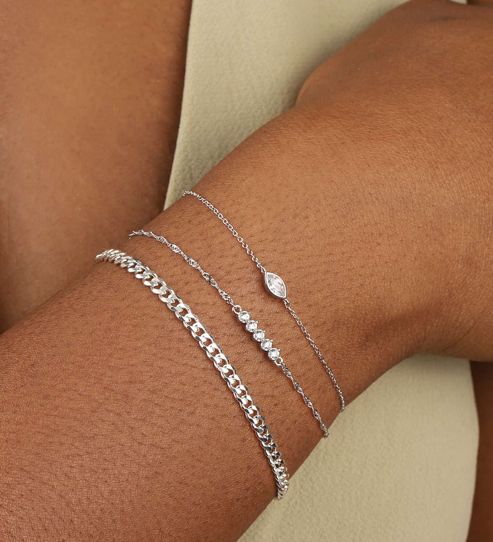 Quiet Icon-Twist Chain CZ Bracelet-Bracelets-Blue Ruby Jewellery-Vancouver Canada