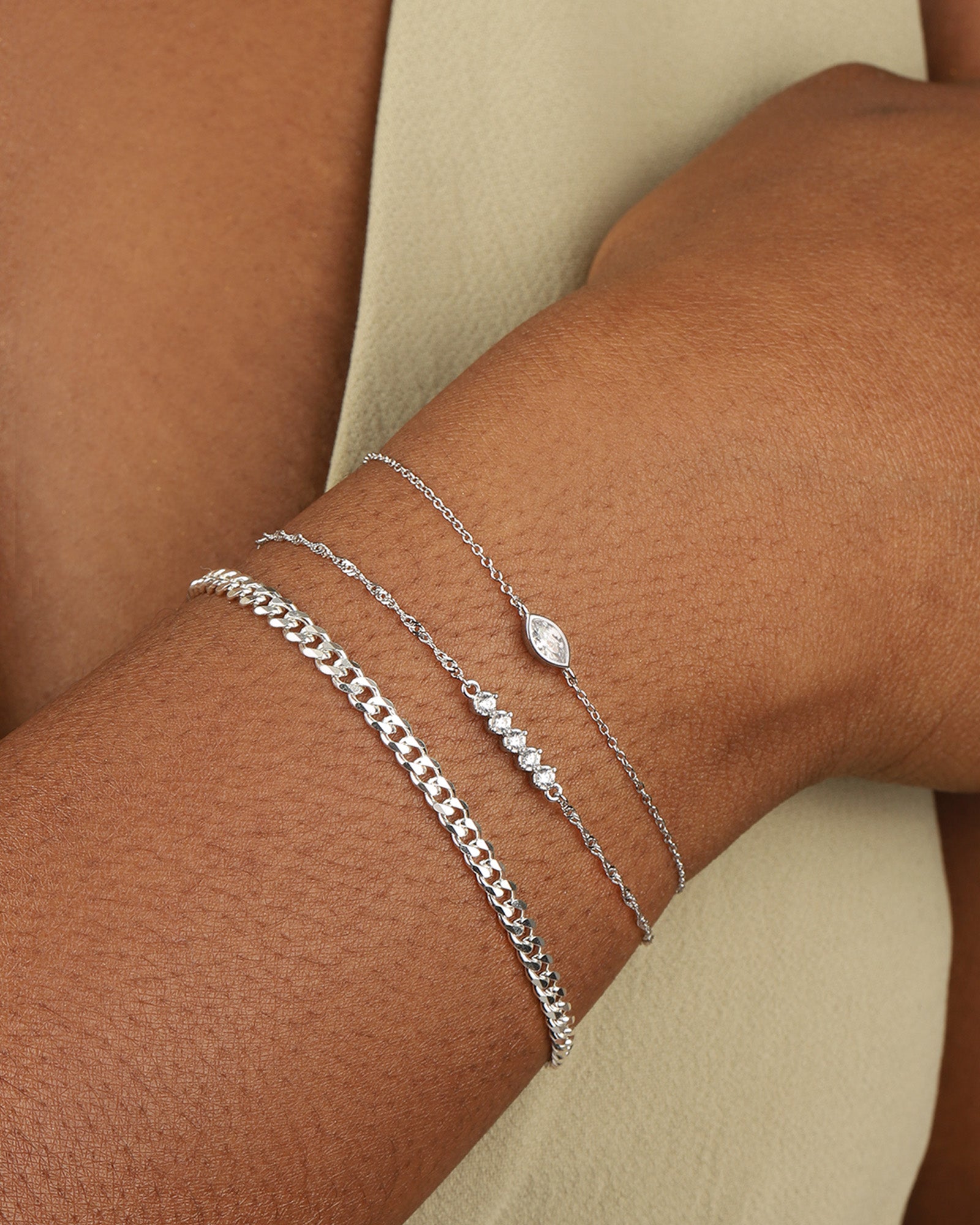 Quiet Icon-Twist Chain CZ Bracelet-Bracelets-Blue Ruby Jewellery-Vancouver Canada