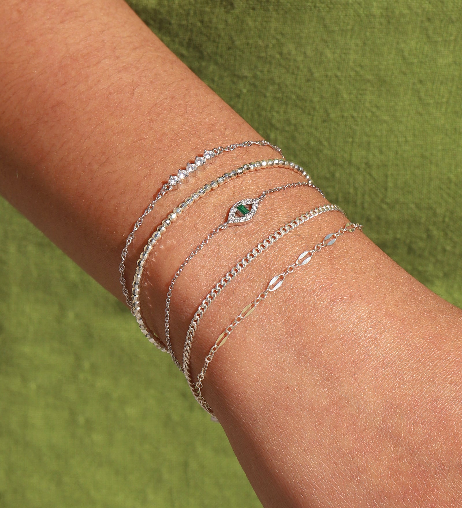 Quiet Icon-Emerald Cut Evil Eye Bracelet-Bracelets-Blue Ruby Jewellery-Vancouver Canada